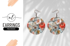 Elegant Floral Pattern Round Earring Png Product Image 1