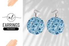 Blue Floral Watercolor Round Earring Png Design Product Image 1