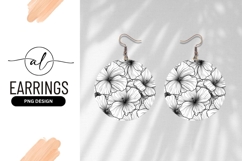 Round Earring Png Floral Line Art Design Product Image 1