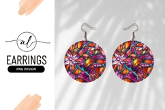 Colorful Floral Pattern Round Earring Png Product Image 1