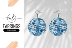 Blue Floral Pattern Round Earring Png Product Image 1
