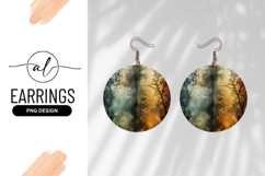 Forest Seasons Watercolor Round Earring Png Design Product Image 1