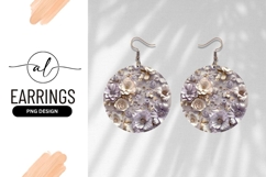 Elegant Floral Composition Round Earring Png Design Product Image 1