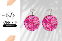 Pink Flower Pattern Round Earring Png Design Product Image 1