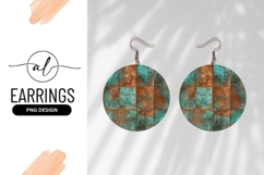 Oxidized Copper Tile Pattern In Round Earring Png Product Image 1