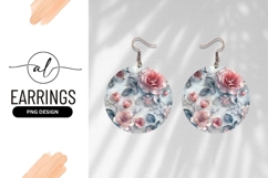 Pink Roses On Circular Round Earring Png Product Image 1