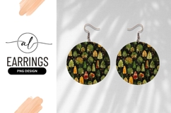 Watercolor Autumn Trees On Dark Background Round Earring Product Image 1