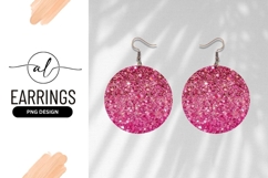 Pink Glitter Texture Sparkle Round Earring Png Product Image 1