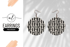Black And White Bows Striped Round Earring Png Product Image 1