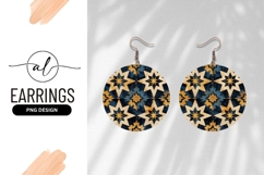Distressed Moroccan Tile Pattern Round Earring Png Product Image 1