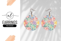 Pastel Flower Background Circular Illustration Round Earring Product Image 1
