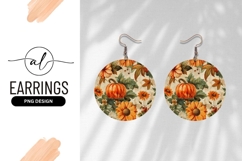 Autumn Pumpkin Floral Round Earring Png Product Image 1