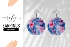 Pink Floral Round Background For Round Earring Png Product Image 1
