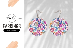 Colorful Paisley Pattern Round Earring Png Product Image 1
