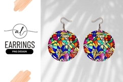 Colorful Stained Glass Round Earring Png Design Product Image 1