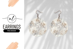 White Roses Floral Arrangement Round Earring Png Product Image 1