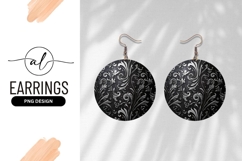 Black And Silver Round Earring Png Design Product Image 1