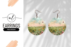 Painted Flower Field Background Round Earring Png Product Image 1
