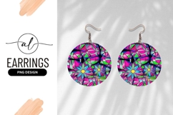 Colorful Floral Pattern In Circle Round Earring Png Product Image 1