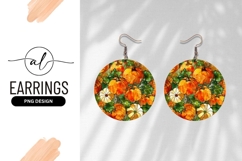 Autumn Pumpkins Stained Glass Style Round Earring Png Product Image 1