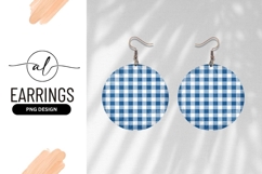 Blue And White Checkered Circle Round Earring Png Product Image 1