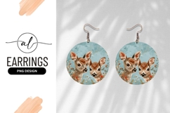 Two Deer Illustration For Round Earring Png Product Image 1