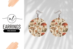 Vintage Mushroom Botanical Illustration Round Earring Png Product Image 1