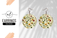 Vintage Floral Circle Graphic Round Earring Png Product Image 1
