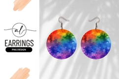Watercolor Circle Rainbow Abstract Art Round Earring Png Product Image 1