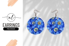 Watercolor Blue Sunflowers Pattern Round Earring Png Product Image 1