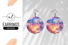 Colorful Circular Sunset Cloudscape Round Earring Png Product Image 1