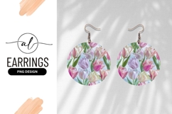 Pastel Tulips Flower Bouquet Round Earring Png Product Image 1