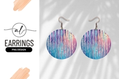 Colorful Water Droplets On Glass Round Earring Png Product Image 1