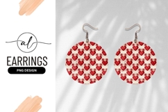 Valentine Hearts Red Pattern Round Earring Png Product Image 1