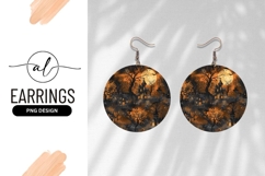 Spooky Halloween Village Round Earring Png Product Image 1