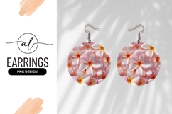 Pink Frangipani Flowers Background Round Earring Png Product Image 1