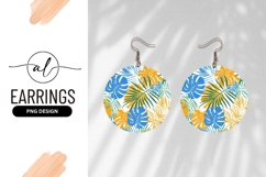Colorful Tropical Leaves Round Earring Png Design Product Image 1