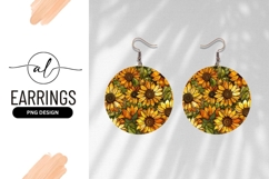 Sunflower Stained Glass Circular Round Earring Png Product Image 1