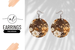 Floral Round Background With White And Gold Flowers Product Image 1