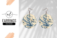 Vintage Floral Birds Pattern Round Earring Png Product Image 1