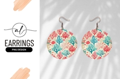Colorful Coral Reef Pattern Round Earring Png Product Image 1