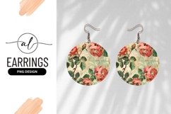Vintage Roses Round Earring Png Background Design Product Image 1