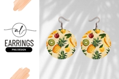 Tropical Fruits Pattern Round Earring Png Product Image 1
