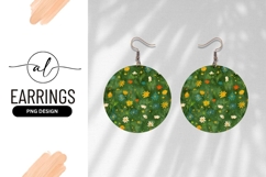 Floral Pattern Round Earring Png Background Product Image 1