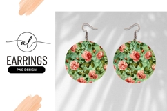 Pink Roses Pattern Round Earring Png Product Image 1