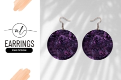 Dark Purple Roses Round Earring Png Product Image 1