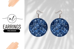 Dark Blue Watercolor Floral Round Earring Png Product Image 1