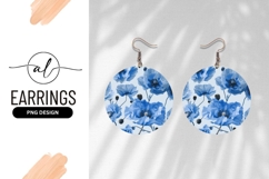 Blue Poppy Flower Seamless Pattern Round Earring Png Product Image 1