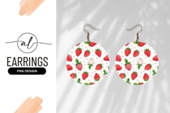 Watercolor Strawberry Pattern Round Earring Png Product Image 1
