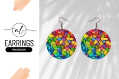 Vibrant Stained Glass Round Earring Png Product Image 1